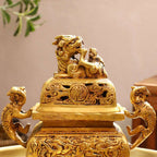 Brass Yali/kirtimukha Dragon Dhoop Dani & Incense Holder Vedansh Craft