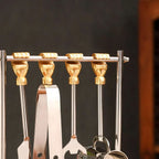 Brass & Steel Bar Tool Set with Stand (9.8 Inch) Vedansh Craft