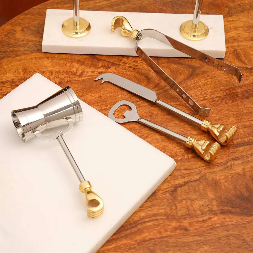 Brass & Steel Bar Tool Set with Stand (9.8 Inch) Vedansh Craft
