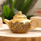 Brass Tea Pot/Kettle with Engraved Village Scene (3 INCH) Vedansh Craft