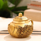 Brass Tea Pot/Kettle with Engraved Village Scene (3 INCH) Vedansh Craft