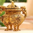 Brass Yali/kirtimukha Dragon Dhoop Dani & Incense Holder Vedansh Craft