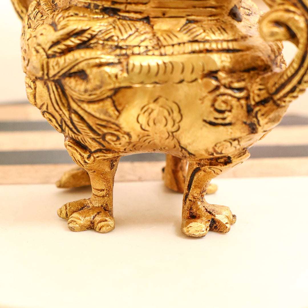 Brass Yali/kirtimukha Dragon Dhoop Dani & Incense Holder Vedansh Craft