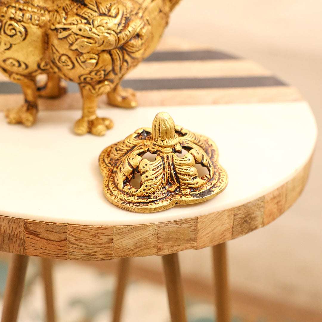 Brass Yali/kirtimukha Dragon Dhoop Dani & Incense Holder Vedansh Craft