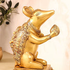 Brass Mushak/Rat Idol – Ganesha’s Devotee on Decorative Pedestal (6.5 INCH) Vedansh Craft