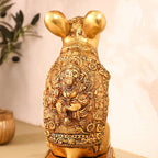 Brass Mushak/Rat Idol – Ganesha’s Devotee on Decorative Pedestal (6.5 INCH) Vedansh Craft