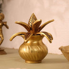 Brass Kalash with Coconut & Leaves (5 INCH) Vedansh Craft