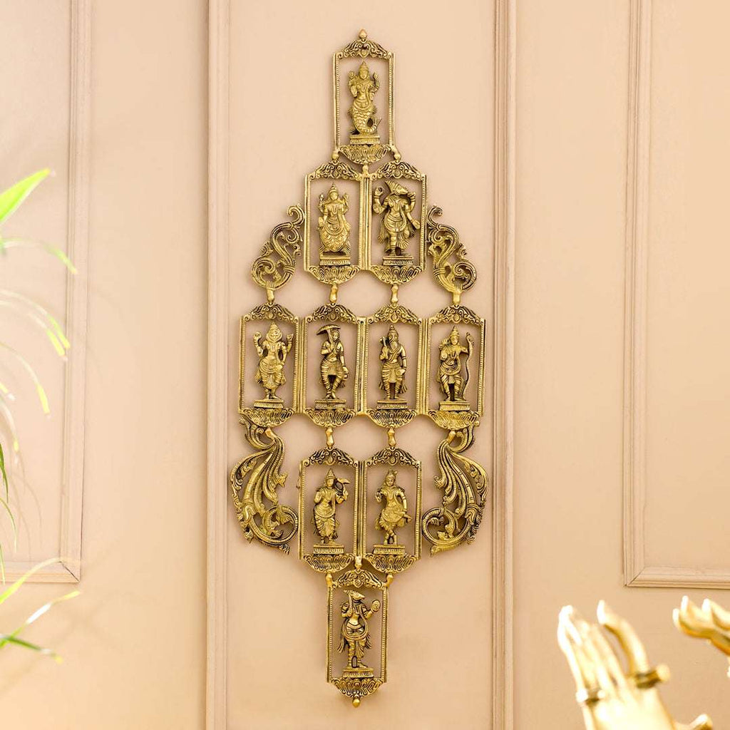 BRASS Dashavatara / VISHNU AVATAR WALL HANGING (29.5 INCH) Vedansh Craft