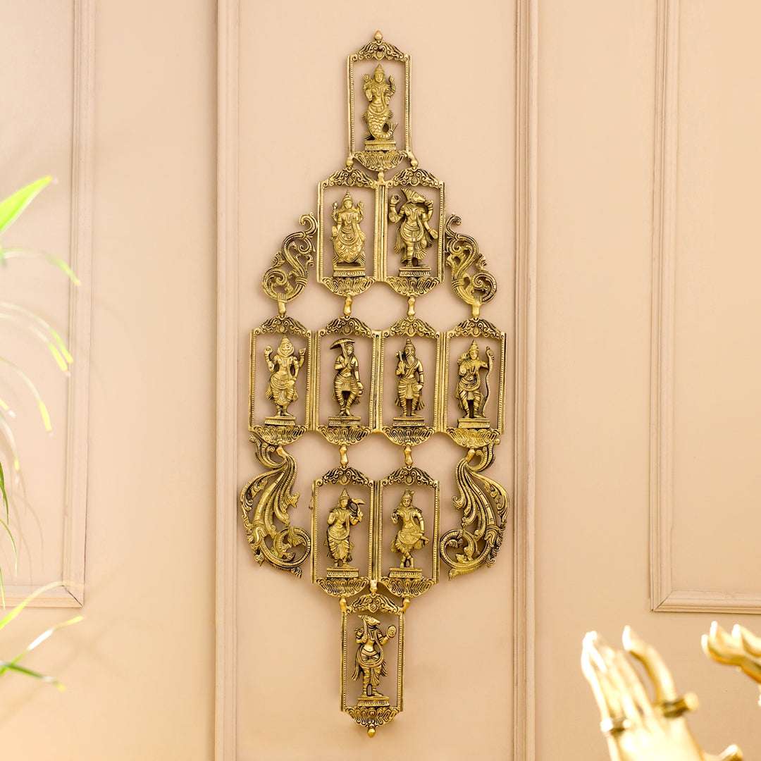 BRASS Dashavatara / VISHNU AVATAR WALL HANGING (29.5 INCH) Vedansh Craft