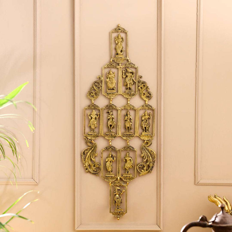 BRASS Dashavatara / VISHNU AVATAR WALL HANGING (29.5 INCH) Vedansh Craft