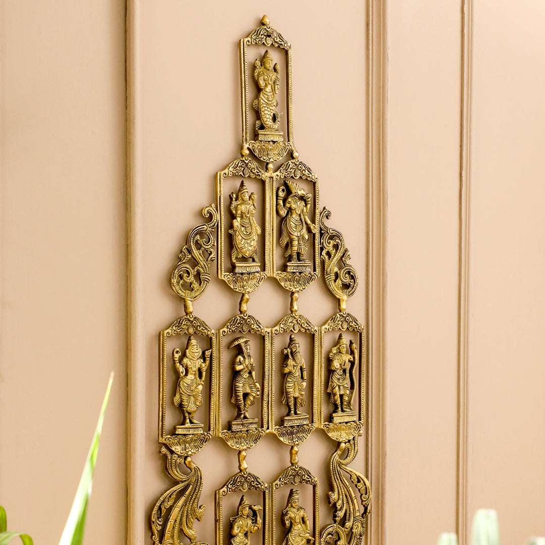 BRASS Dashavatara / VISHNU AVATAR WALL HANGING (29.5 INCH) Vedansh Craft