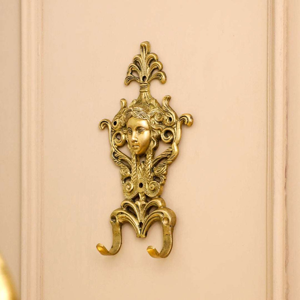 Brass Lady Face Wall Hook / Hanger (9 Inch) Vedansh Craft