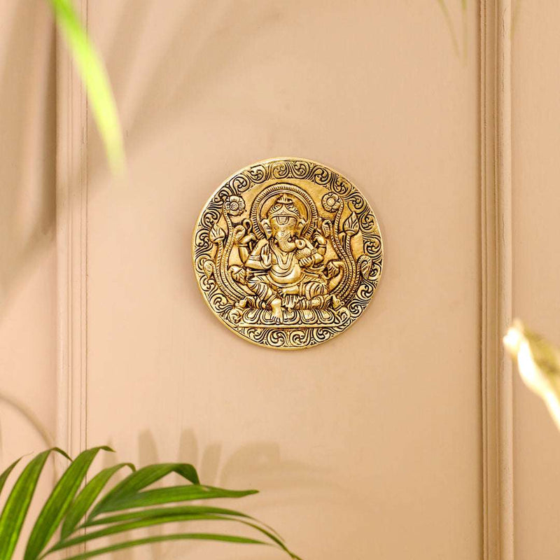 Brass Ganesha Wall Hanging Plate (5.6 Inch) Vedansh Craft