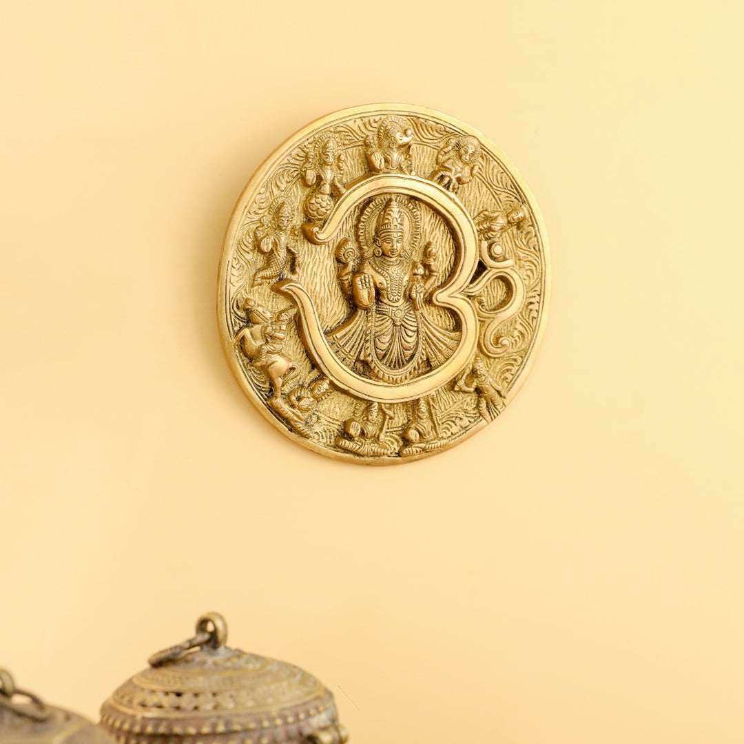 Brass Vishnu Om Dashavatara Wall Hanging Plate (7.8 Inch) Vedansh Craft