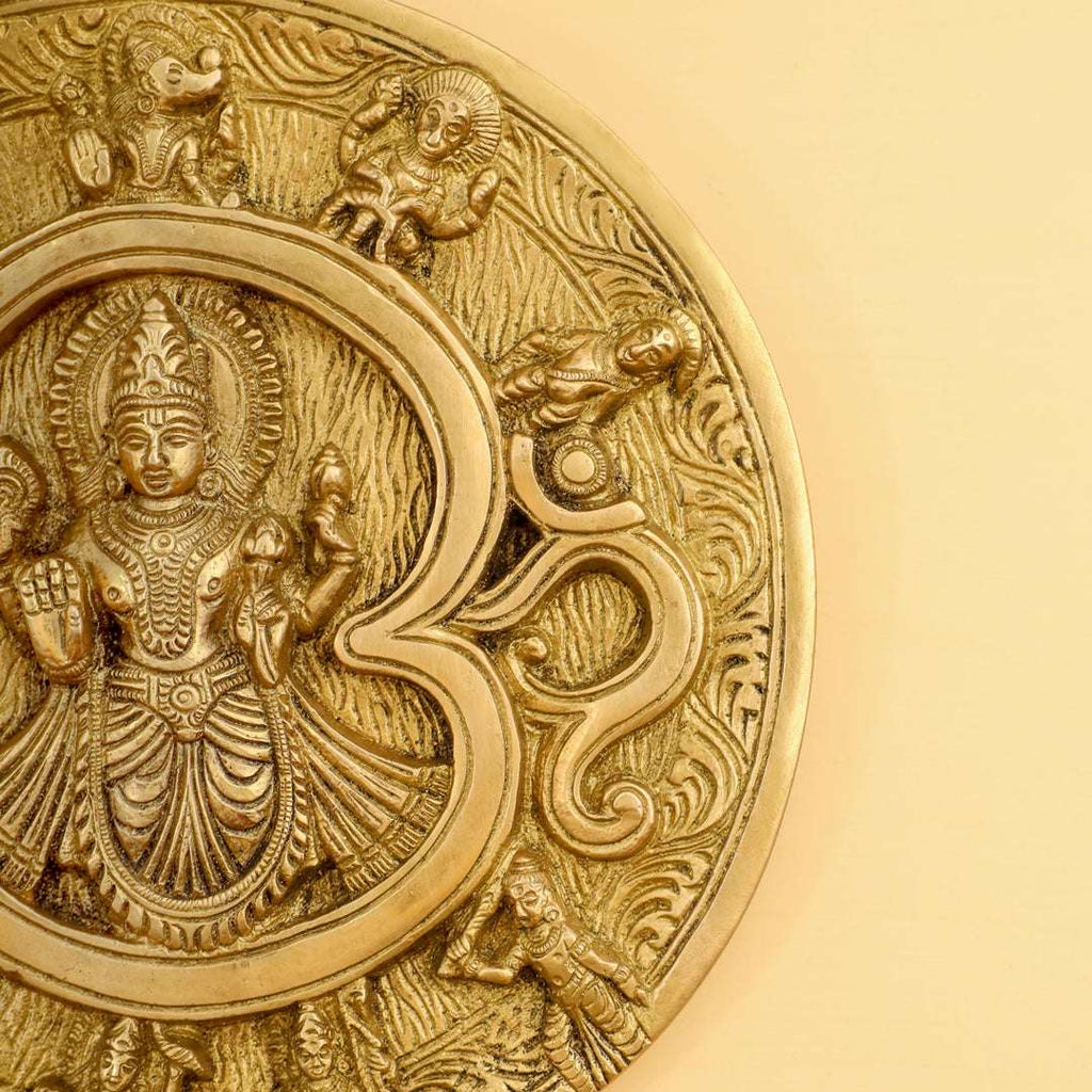 Brass Vishnu Om Dashavatara Wall Hanging Plate (7.8 Inch) Vedansh Craft