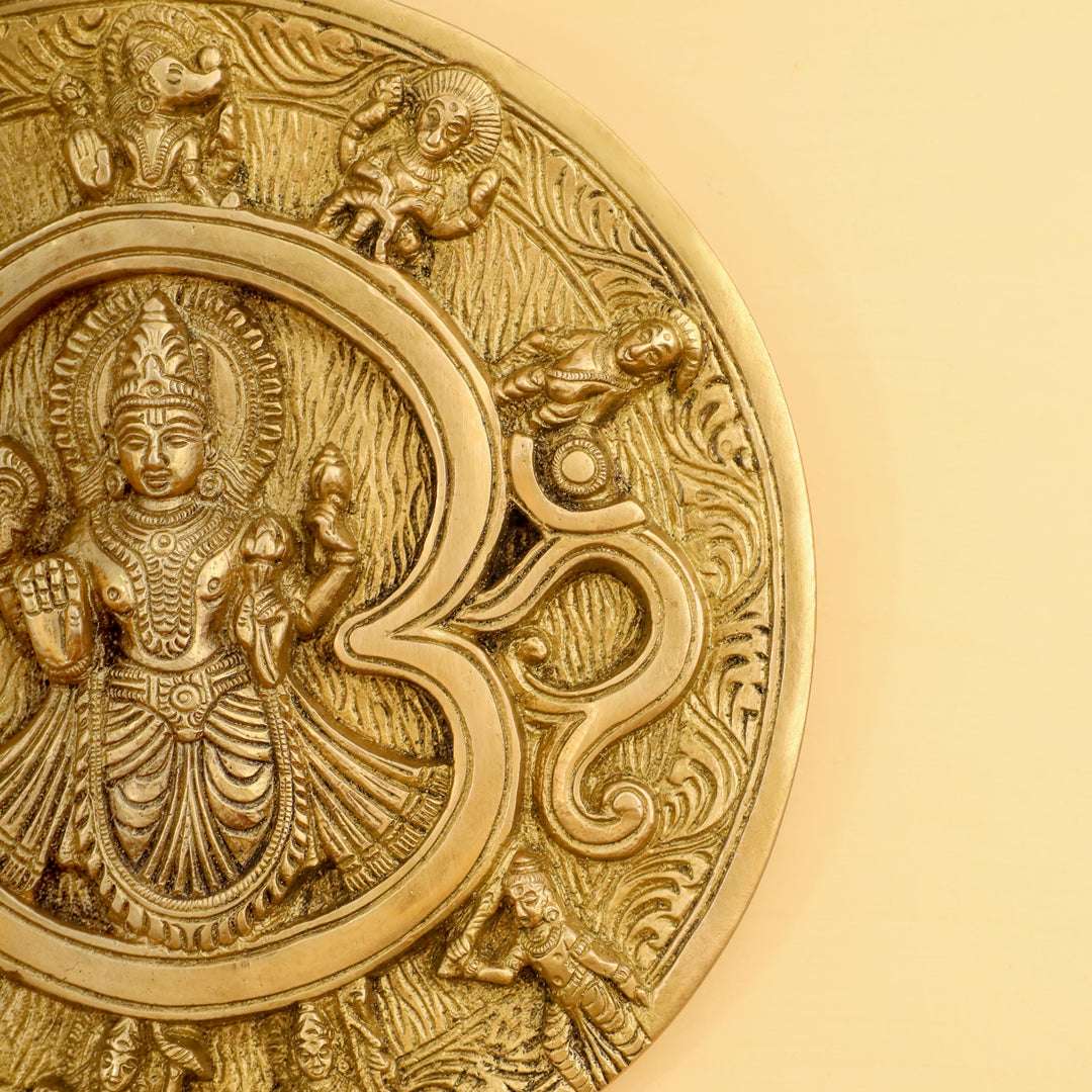 Brass Vishnu Om Dashavatara Wall Hanging Plate (7.8 Inch) Vedansh Craft