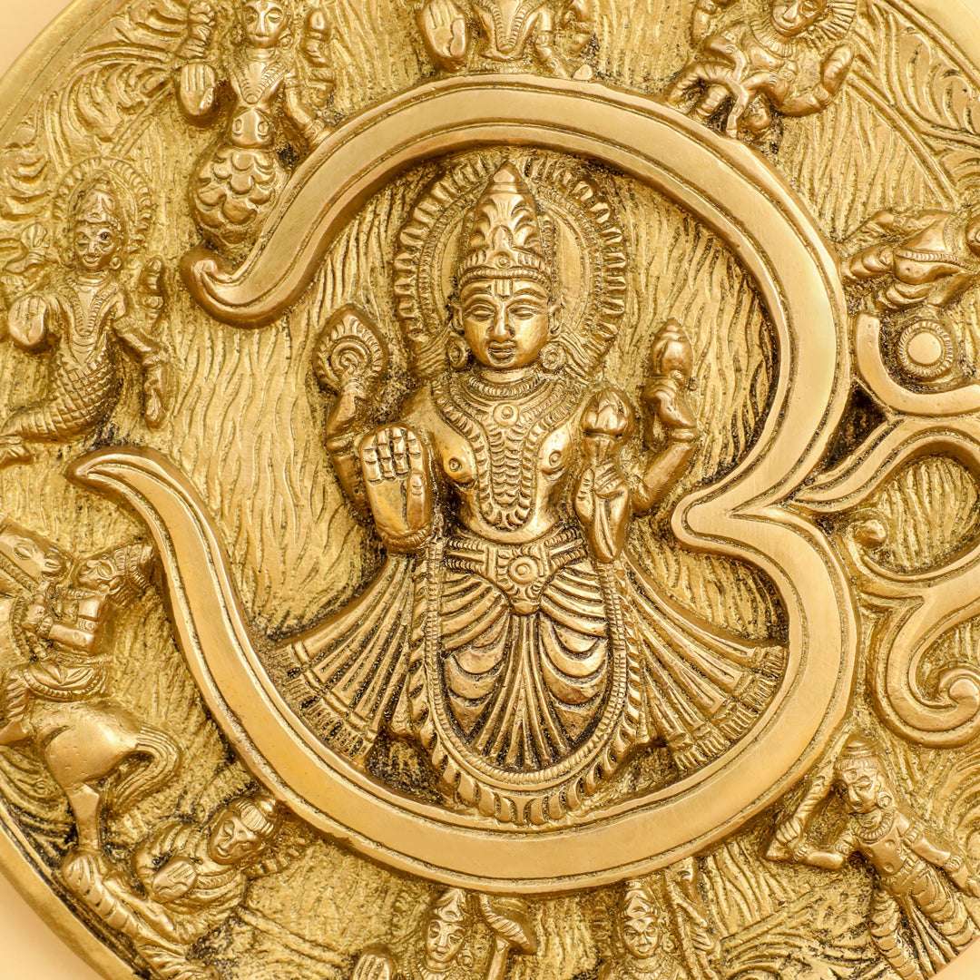 Brass Vishnu Om Dashavatara Wall Hanging Plate (7.8 Inch) Vedansh Craft