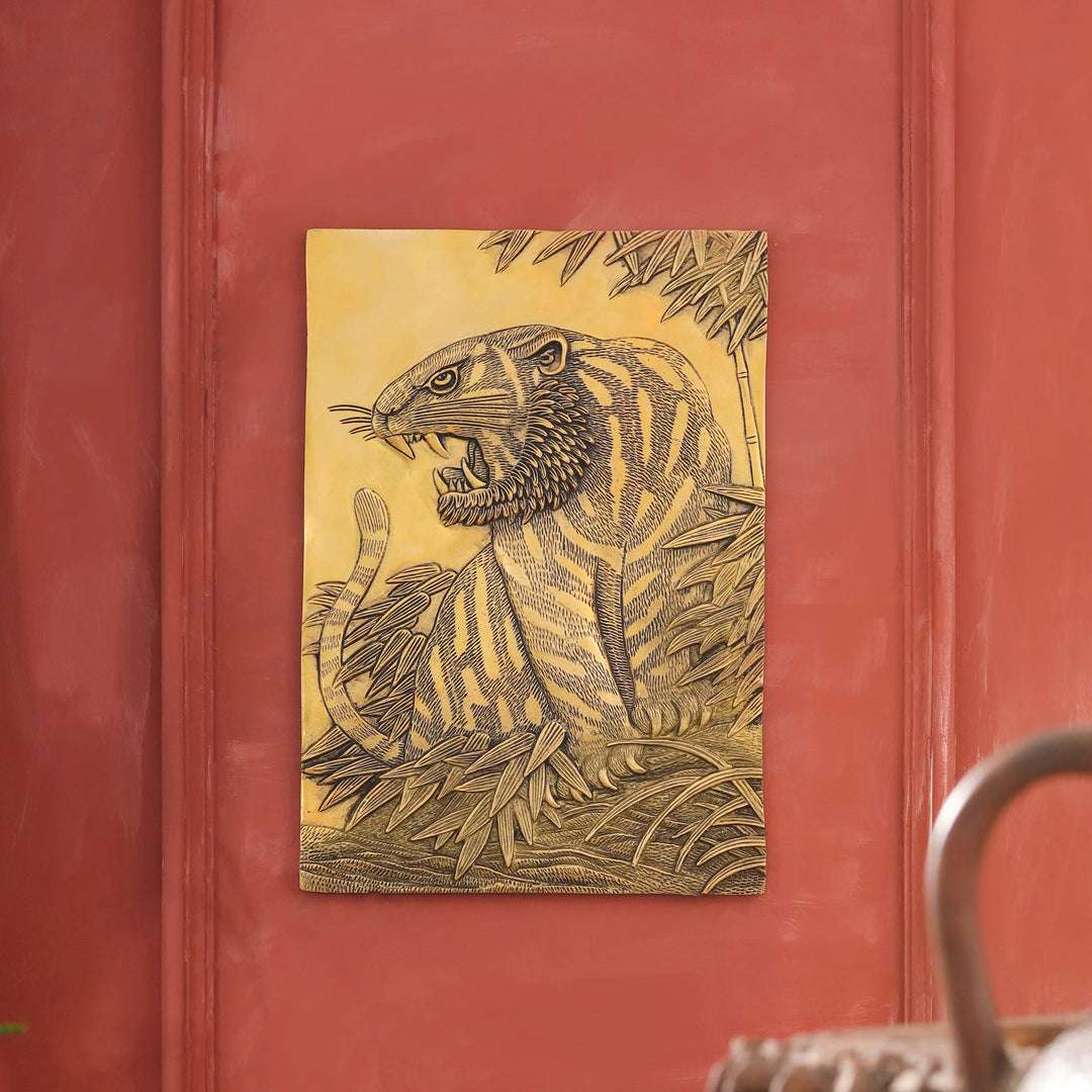 Brass Lion Wall Hanging Plate (11.3 Inch) Vedansh Craft