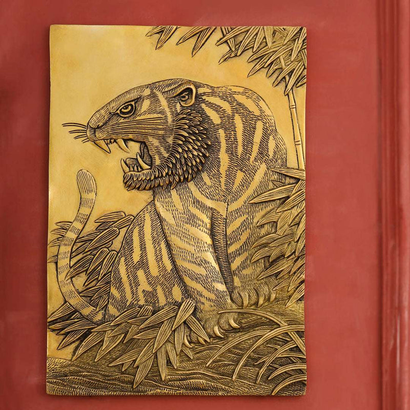 Brass Lion Wall Hanging Plate (11.3 Inch) Vedansh Craft
