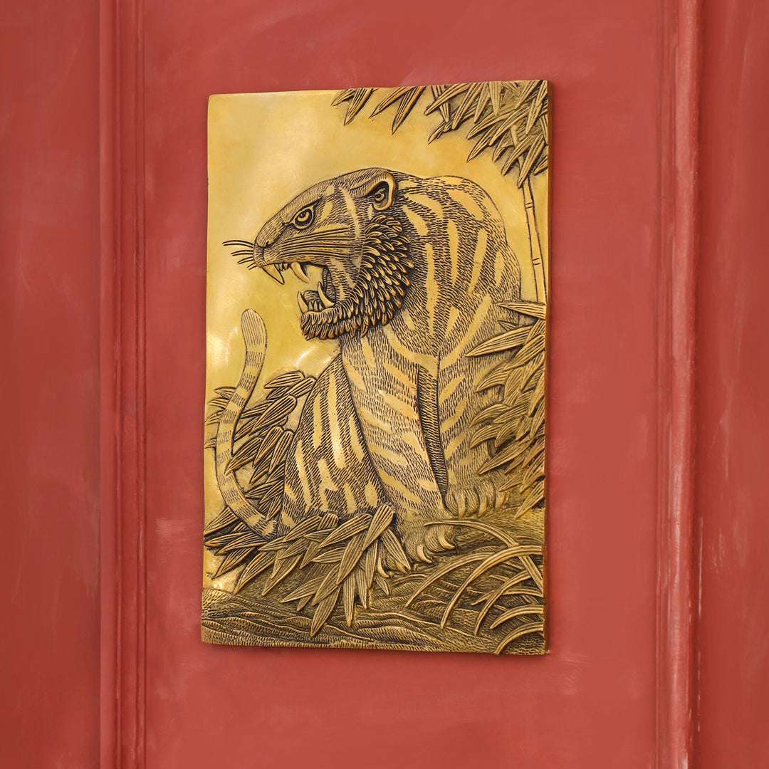 Brass Lion Wall Hanging Plate (11.3 Inch) Vedansh Craft