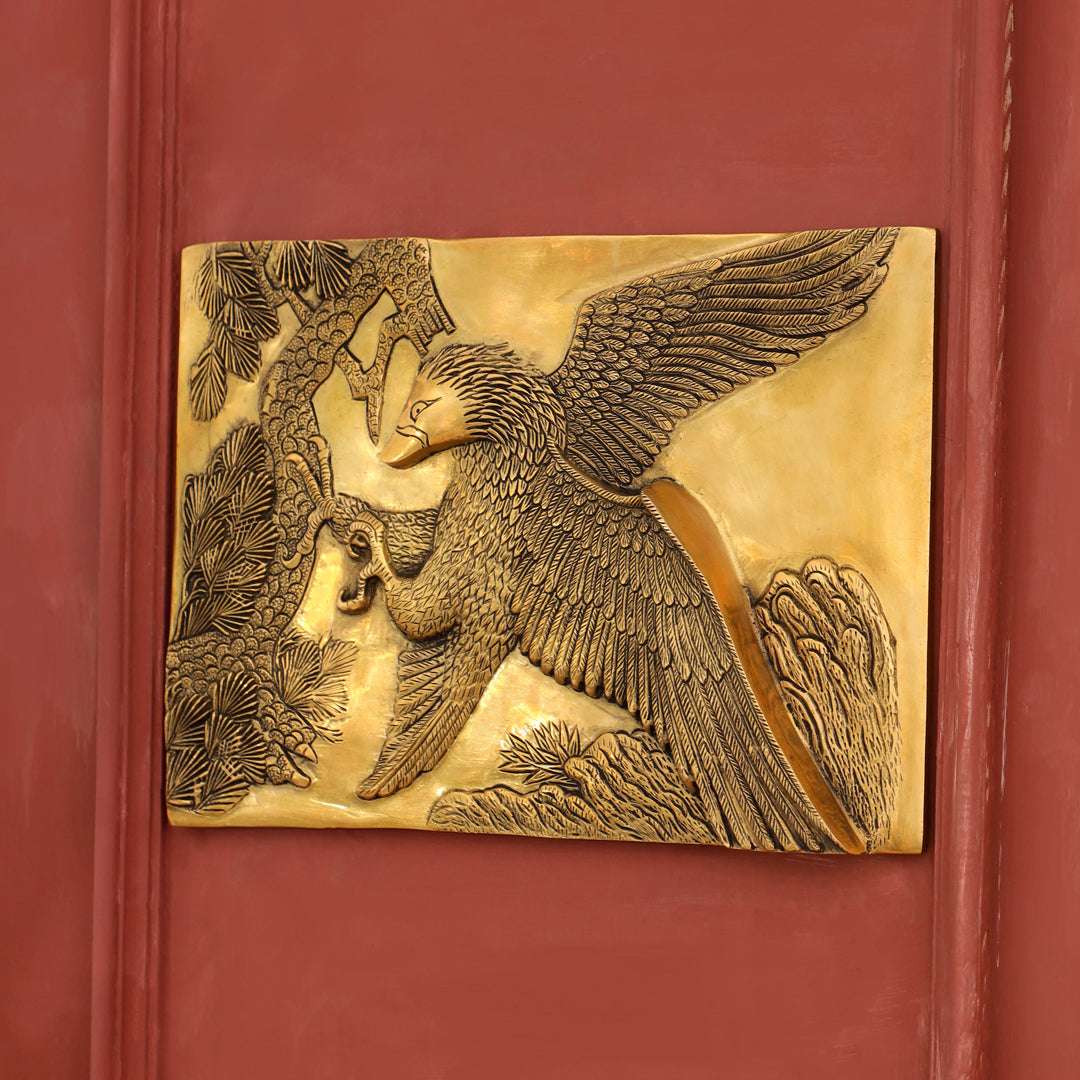 Brass Eagle Wall Hanging Plate (11.4 Inch) Vedansh Craft