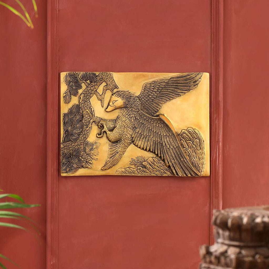 Brass Eagle Wall Hanging Plate (11.4 Inch) Vedansh Craft