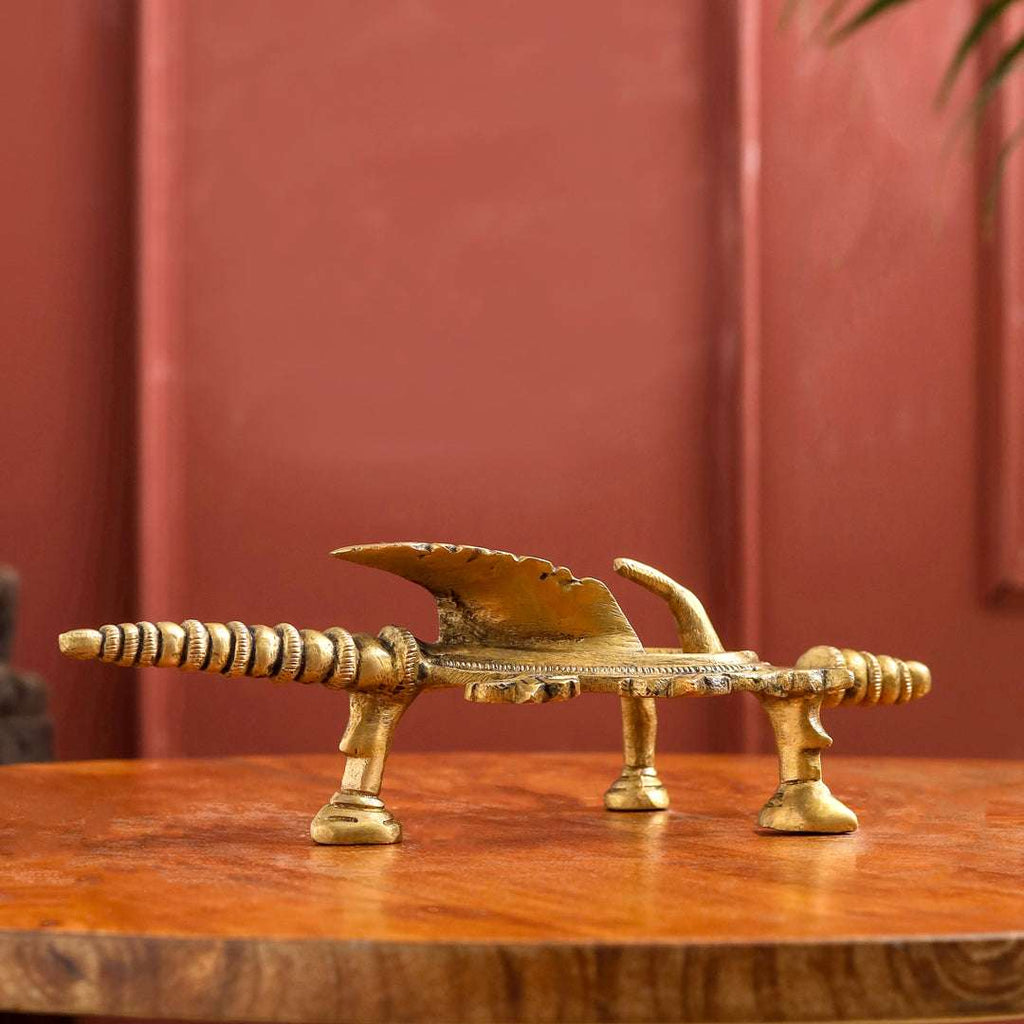 Brass Conch / Shankh with Intricate Stand (13 Inch) Vedansh Craft