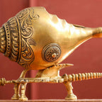 Brass Conch / Shankh with Intricate Stand (13 Inch) Vedansh Craft