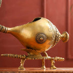 Brass Conch / Shankh with Intricate Stand (13 Inch) Vedansh Craft