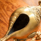Brass Conch / Shankh with Intricate Stand (13 Inch) Vedansh Craft