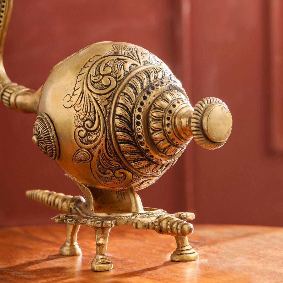 Brass Conch / Shankh with Intricate Stand (13 Inch) Vedansh Craft