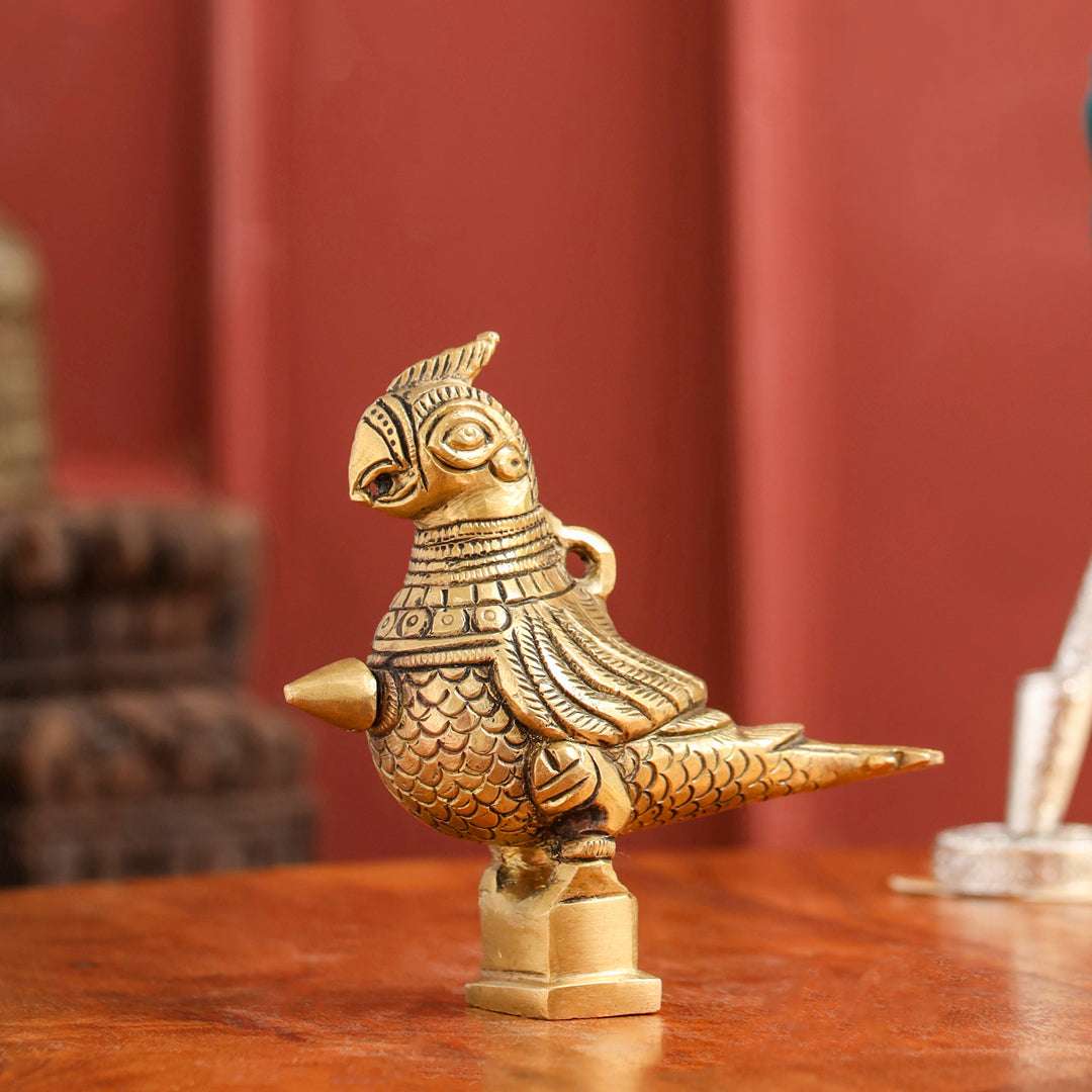 Brass Parrot Surmedani (4.5 Inch) Vedansh Craft