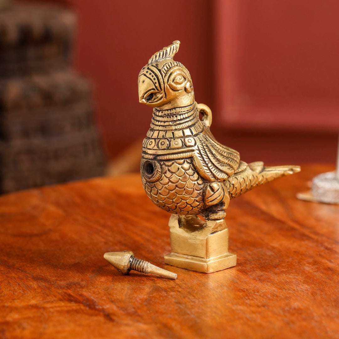 Brass Parrot Surmedani (4.5 Inch) Vedansh Craft