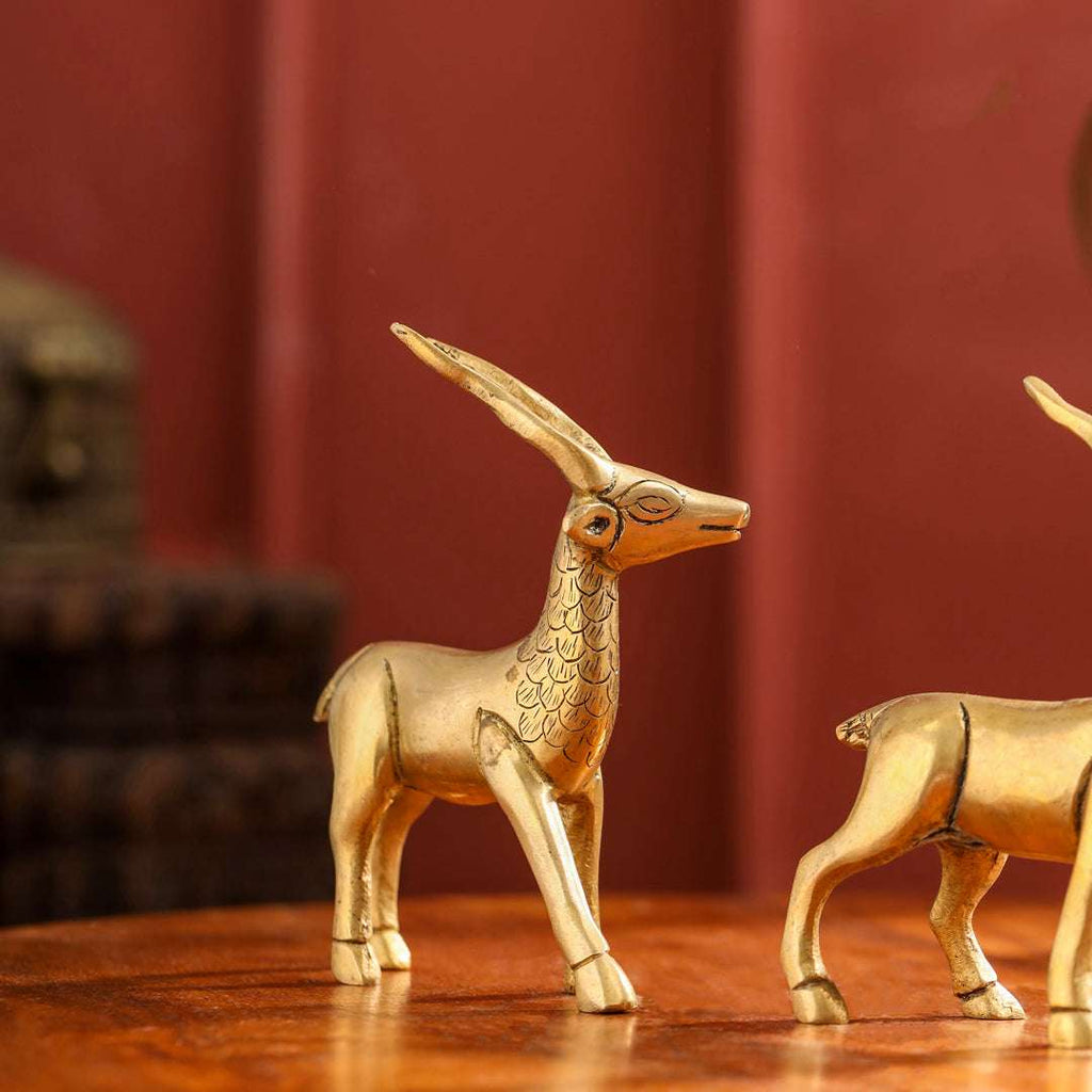 Brass Standing Deer set (4.4 Inch) Vedansh Craft