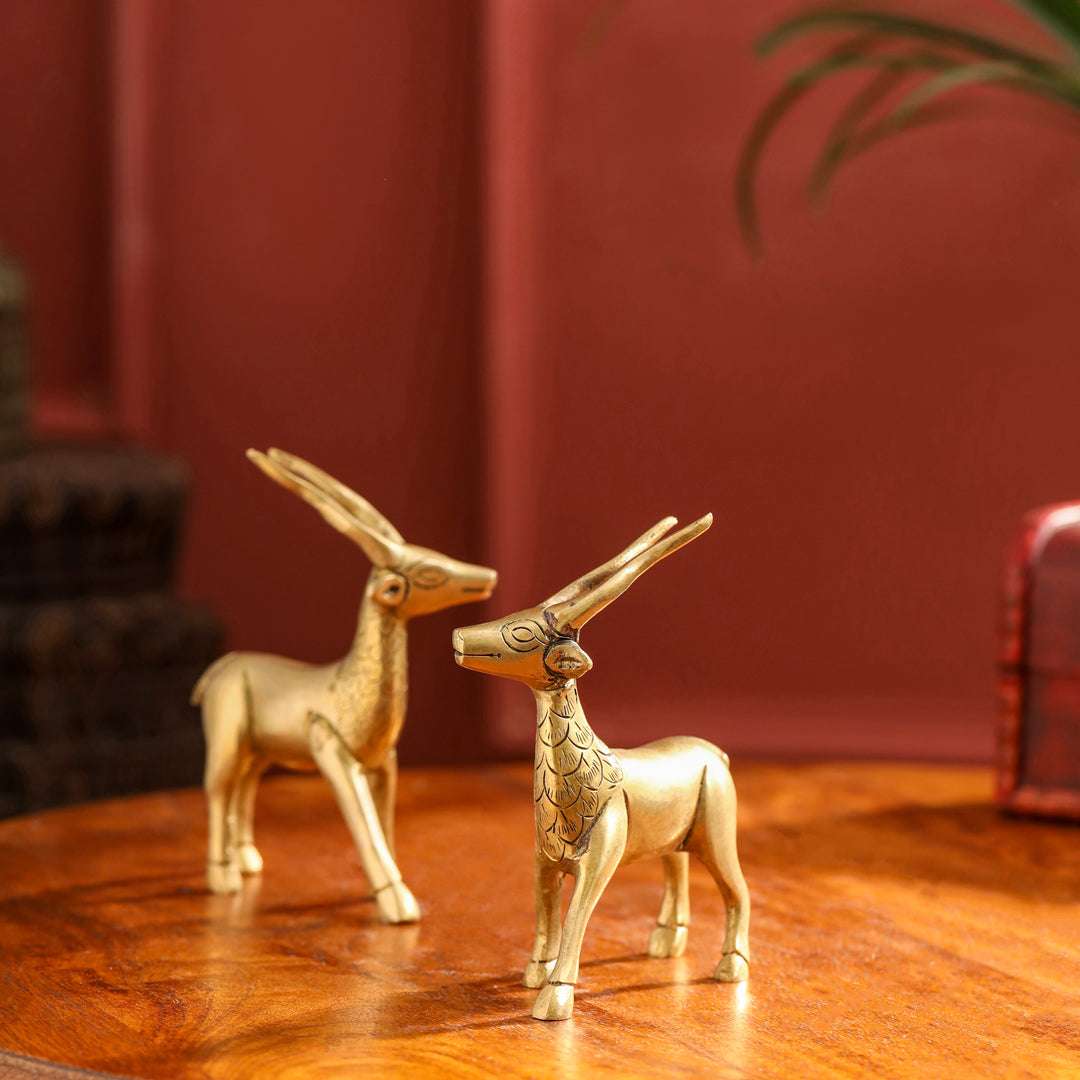 Brass Standing Deer set (4.4 Inch) Vedansh Craft