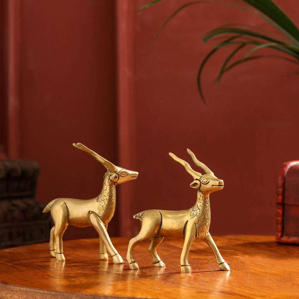 Brass Standing Deer set (4.4 Inch) Vedansh Craft