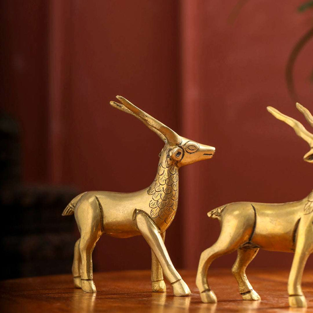 Brass Standing Deer set (4.4 Inch) Vedansh Craft