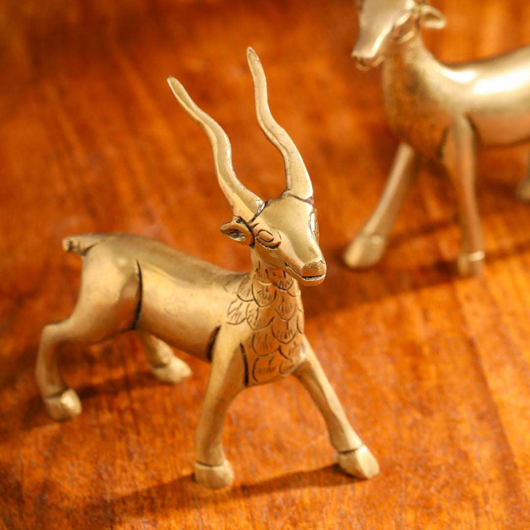 Brass Standing Deer set (4.4 Inch) Vedansh Craft