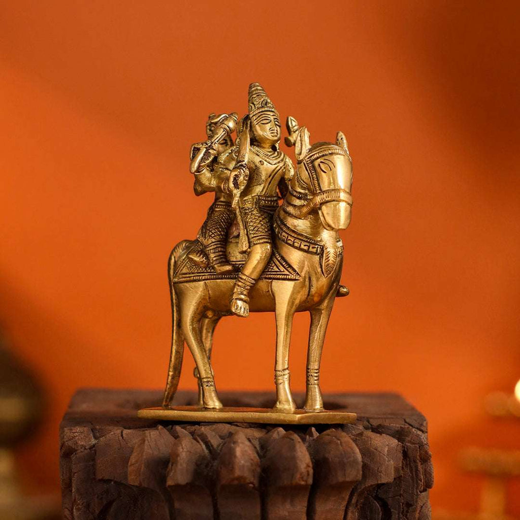 Brass Shiva Parvati on Horse (4.9 Inch) Vedansh Craft