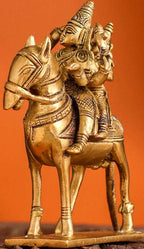 Brass Shiva Parvati on Horse (4.9 Inch) Vedansh Craft