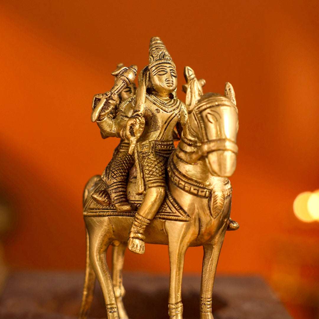 Brass Shiva Parvati on Horse (4.9 Inch) Vedansh Craft