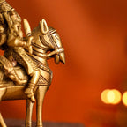 Brass Shiva Parvati on Horse (4.9 Inch) Vedansh Craft