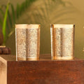 Brass Hand Carved Glass Pair (4 Inch) Vedansh Craft