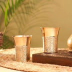 Brass Hand Carved Glass Pair (4.1 Inch) Vedansh Craft