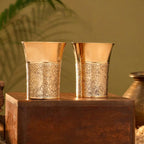Brass Hand Carved Glass Pair (4.1 Inch) Vedansh Craft