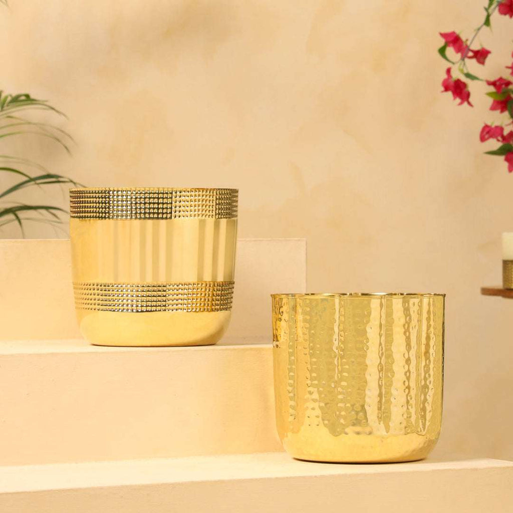 Brass Bucket Planter Pot (9 Inch) Vedansh Craft