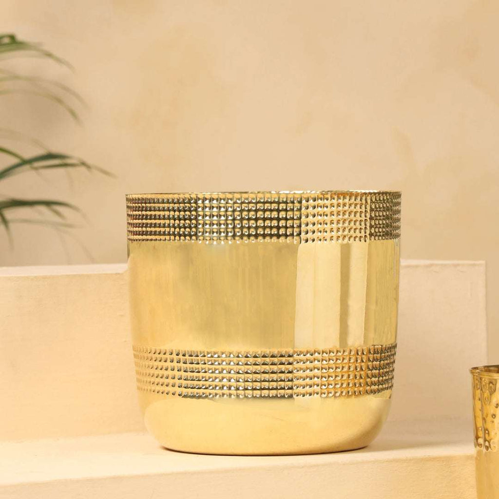 Brass Bucket Planter Pot (9 Inch) Vedansh Craft