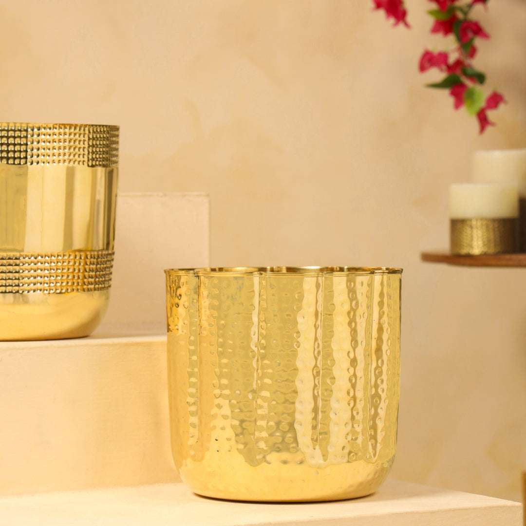 Brass Bucket Planter Pot (9 Inch) Vedansh Craft