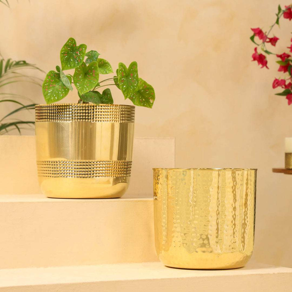Brass Bucket Planter Pot (9 Inch) Vedansh Craft