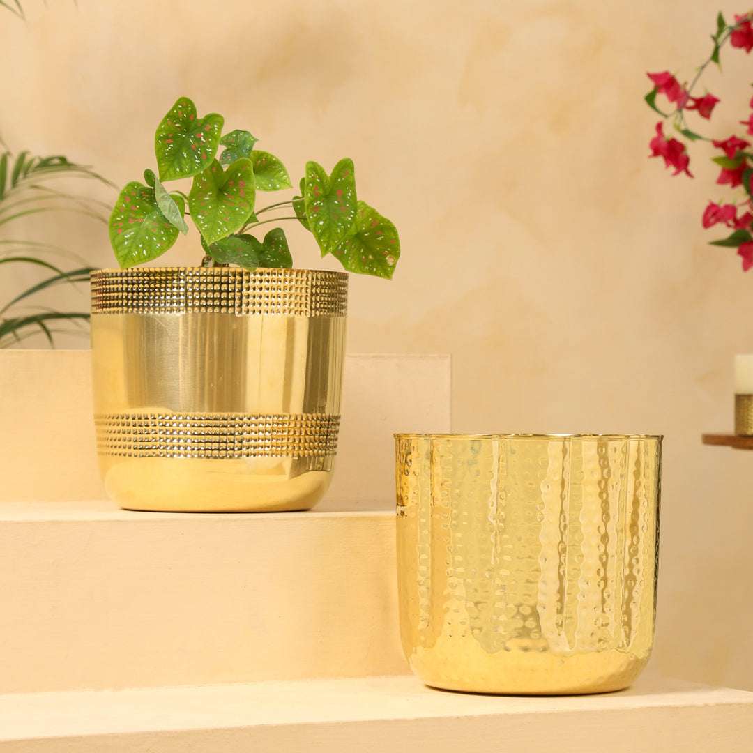 Brass Bucket Planter Pot (9 Inch) Vedansh Craft